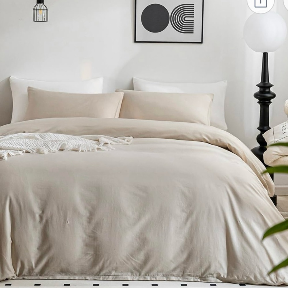 Cream Soft Texture Duvet Cover Set 3pc